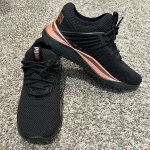 Woman’s Puma PacerRunning Shoes size 9. Black & Rose Gold.